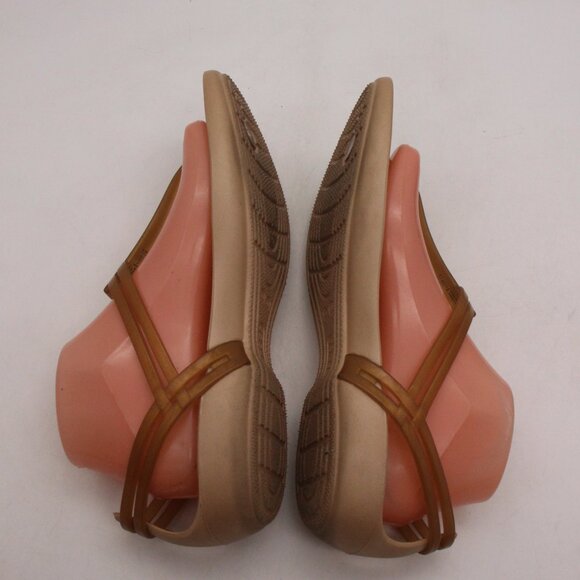 Crocs Isabella T-Strap Jelly Sandals Women's Size 11 Bronze Iconic Comfort Flat - Picture 6 of 9
